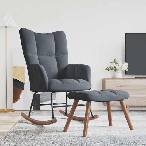 vidaXL Schommelstoel met voetenbank fluweel donkergrijs, Huis en Inrichting, Stoelen, Nieuw, Verzenden