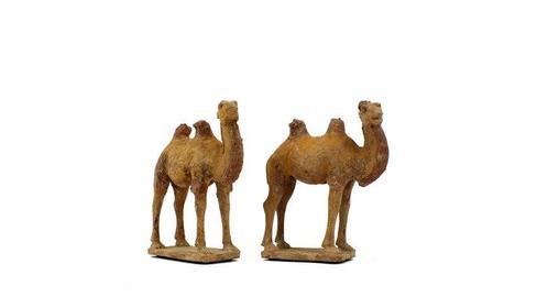 Chinois ancien, empire unifié des Tang Terre cuite Paire de, Verzamelen, Mineralen en Fossielen
