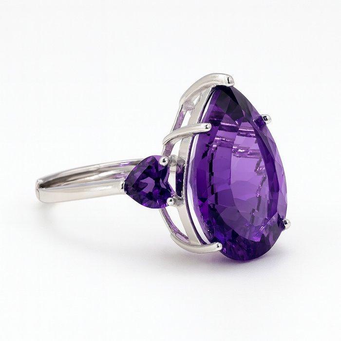 Zonder Minimumprijs - Ring Verguld Amethist - 18 kt goud, Handtassen en Accessoires, Ringen