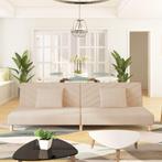 vidaXL Slaapbank 2-zits met 2 kussens stof crèmekleurig, Verzenden, Nieuw