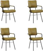Set van 4 Leren eetkamerstoelen - Met armleuning - Echt, Huis en Inrichting, Overige kleuren, Nieuw, Ophalen of Verzenden, Vier