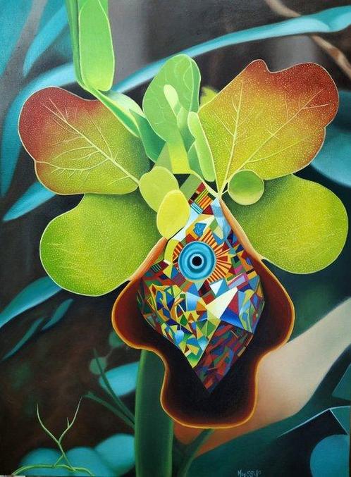 P.G.Morssillo - Cubic Orquídea, Antiquités & Art, Art | Peinture | Moderne