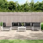 vidaXL 7-delige Loungeset met kussens staal wit, Tuin en Terras, Verzenden, Nieuw, Loungeset