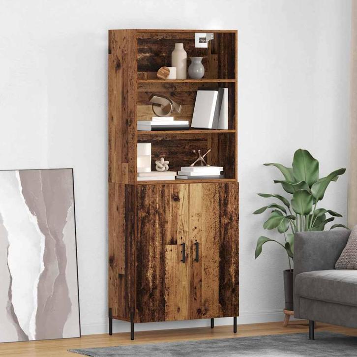 vidaXL Highboard Oud Hout 69,5 x 32,5 x 180 cm Bewerkt hout, Huis en Inrichting, Kasten | Dressoirs, Nieuw, Verzenden