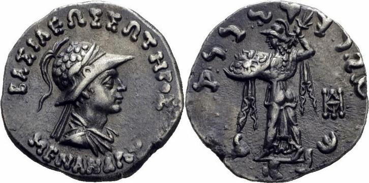Drachme ca 155-130 v Chr Baktrien Baktria Menander I Sote..., Postzegels en Munten, Munten en Bankbiljetten | Verzamelingen, Verzenden