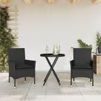 vidaXL Ensemble de bistro avec coussins 3pcs noir résine, Jardin & Terrasse, Verzenden, Neuf