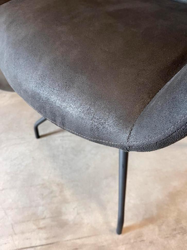 Veiling - Eetkamerstoel Mondial (set van 6) microleder - ant, Huis en Inrichting, Stoelen, Nieuw