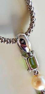 Halsketting - 18 karaat Witgoud Olivijn - Diamant, Handtassen en Accessoires, Kettingen, Nieuw