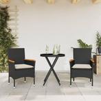 vidaXL 3-delige Bistroset met kussens poly rattan en glas, Verzenden