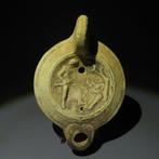 Oud-Romeins Terracotta Olielamp met Meleager en het, Verzamelen