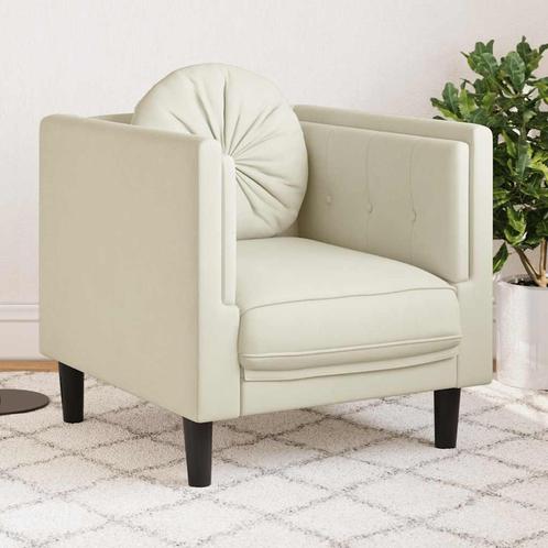 vidaXL Fauteuil met kussen fluweel crèmekleurig, Huis en Inrichting, Zetels | Zetels, Nieuw, Verzenden