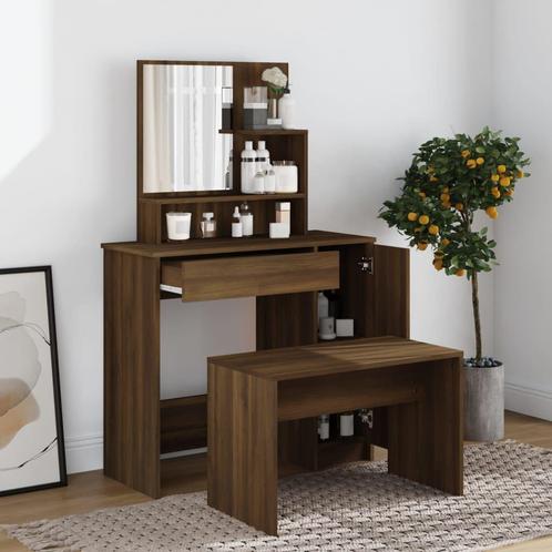 vidaXL Ensemble de coiffeuse Chêne marron 86,5x35x136 cm, Maison & Meubles, Tables | Coiffeuses, Neuf, Envoi