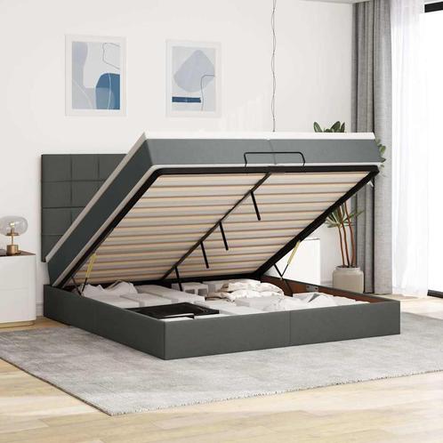 vidaXL Ottoman bed met matrassen 200x200cm stof donkergrijs, Huis en Inrichting, Slaapkamer | Bedden, Nieuw, Verzenden