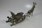 Beeld, Slee met Rendier - 17 cm - Messing - 1965, Nieuw
