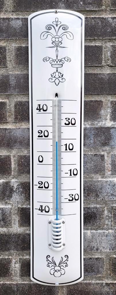 Thermometer emaille Decoratie wit/zwart, Verzamelen, Merken en Reclamevoorwerpen, Verzenden