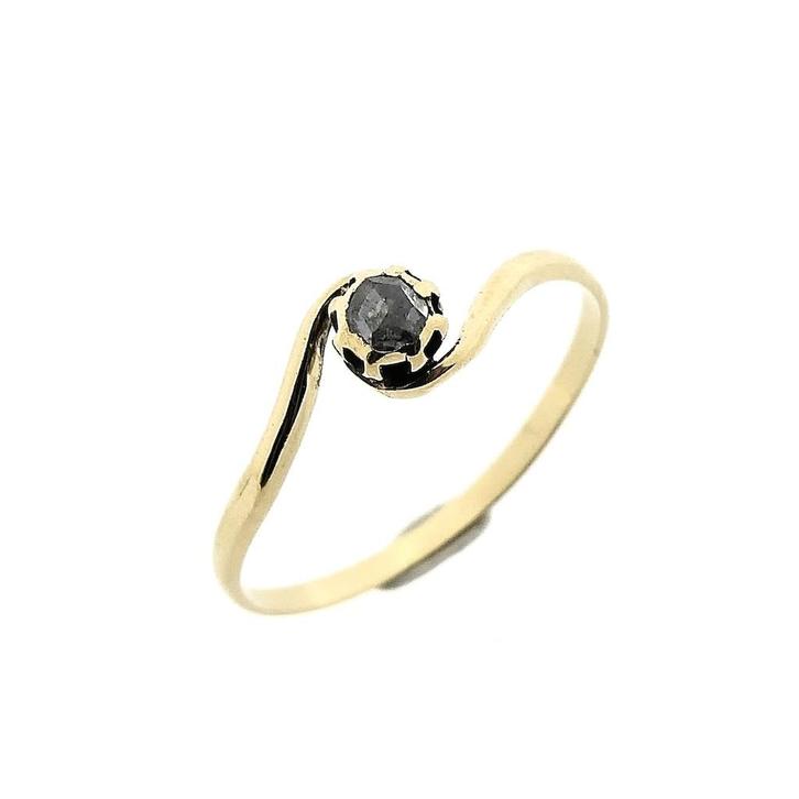 Gouden solitair ring met diamant; 0,07 ct., Handtassen en Accessoires, Ringen, Dame, Met edelsteen, Overige kleuren, 18 tot 19
