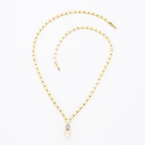 Halsketting - 14 karaat Geel goud Diamant (Natuurlijk) -, Handtassen en Accessoires, Kettingen