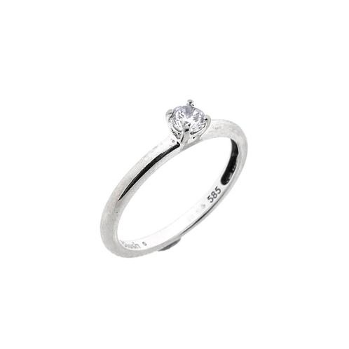 Witgouden solitair ring met zirconia | Blush, Handtassen en Accessoires, Ringen, Dame, Met edelsteen, Overige kleuren, 17 tot 18