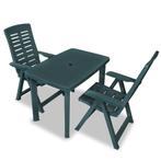 vidaXL Ensemble de bistro 3 pcs Plastique Vert, Jardin & Terrasse, Verzenden, Neuf