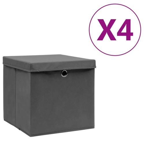 vidaXL Opbergboxen met deksel 4 st 28x28x28 cm zwart, Bricolage & Construction, Casiers & Boîtes, Envoi