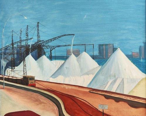 José Reyes Guillén (1921-2015) - Paisaje portuario, Antiek en Kunst, Kunst | Schilderijen | Klassiek