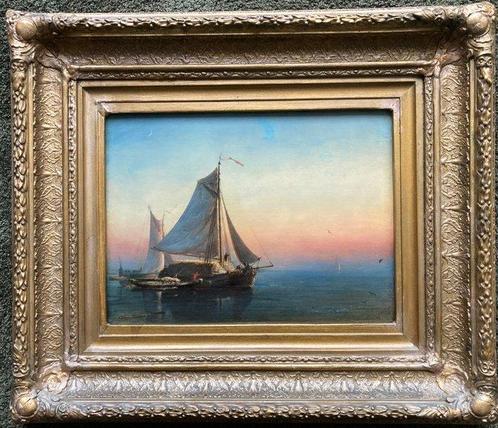 Petrus Paulus Schiedges (1812/13-1876) - Graanboot voor de, Antiek en Kunst, Kunst | Schilderijen | Klassiek