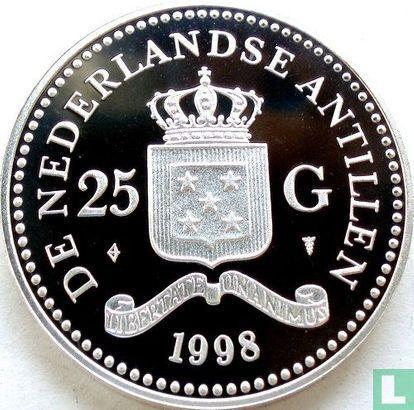 Nederlandse Antillen 25 gulden 1998 (PROOF) World Wildli..., Postzegels en Munten, Munten | Amerika, Losse munt, Goud, Zilver