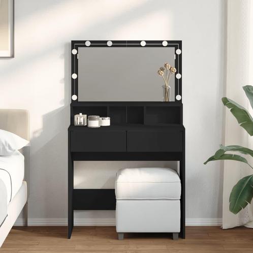 vidaXL Kaptafel met LED 80x41x134,5 cm zwart, Huis en Inrichting, Tafels | Kaptafels, Nieuw, Verzenden