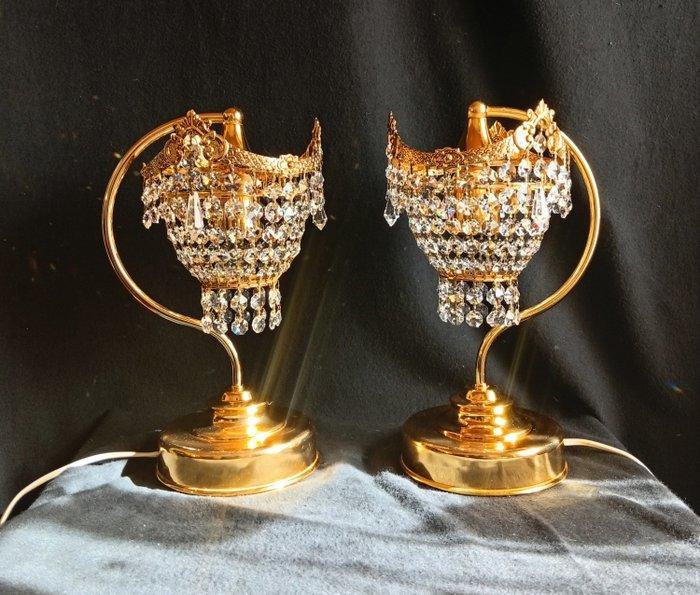 Tafellamp - Verguld messing - Paar vintage zaklampen uit de, Antiquités & Art, Curiosités & Brocante