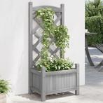 vidaXL Plantenbak met latwerk massief vurenhout grijs, Tuin en Terras, Verzenden, Nieuw