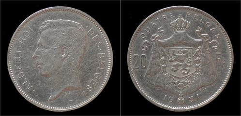 Belgium Albert I 20 frank (4belga) 1931fr-pos A nickel, Postzegels en Munten, Munten | Europa | Niet-Euromunten, België, Verzenden