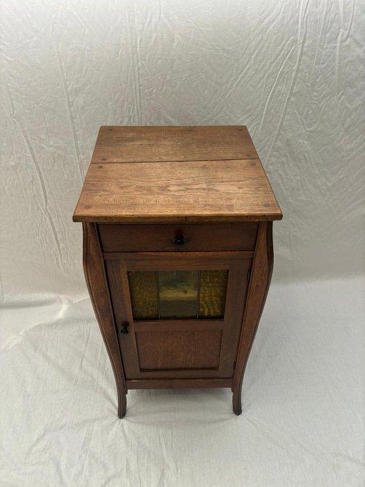 Kast - Art Deco Kastje met Glas in Loodraam - Hout, Glas, Antiek en Kunst, Curiosa en Brocante