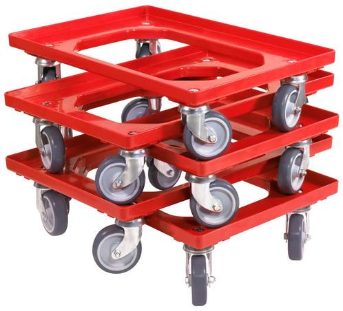 Dolly 60x40x15 Rood met 4 rubberen zwenkwielen Nieuw Set, Zakelijke goederen, Kantoor en Winkelinrichting | Magazijn, Stelling en Opslag