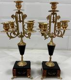 Kandelaber (2) - Verguld messing, Verguld brons, Carrara, Antiek en Kunst