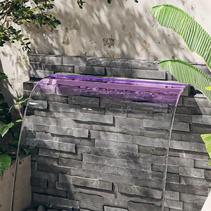 vidaXL Watervaloverlaat met RGB LEDs 108 cm roestvrij staal, Tuin en Terras, Waterpartijen en Fonteinen, Nieuw, Verzenden