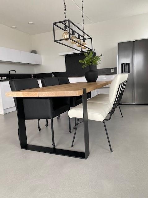 Set van 3 leren eetkamerstoelen en een leren eetkamerzetel -, Huis en Inrichting, Stoelen, Overige kleuren, Nieuw, Leer, Ophalen of Verzenden