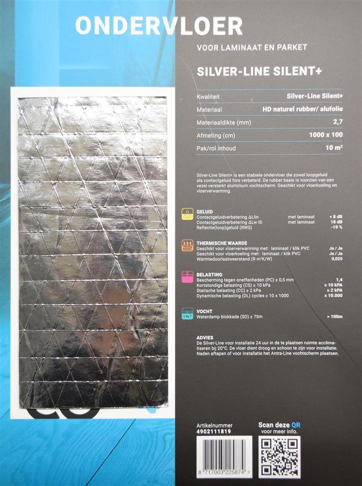 Floorlife Co-pro silver-line silent+ 10000x1000x2,7mm, Doe-het-zelf en Bouw, Vloerdelen en Plavuizen, Ophalen of Verzenden