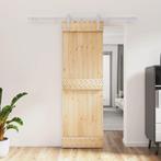 vidaXL Schuifdeur met beslag 70x210 cm massief grenenhout, Doe-het-zelf en Bouw, Deuren en Vliegenramen, Verzenden, Nieuw