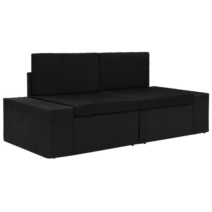 vidaXL Tweezitsbank sectioneel poly rattan zwart, Tuin en Terras, Tuinsets en Loungesets, Nieuw, Verzenden