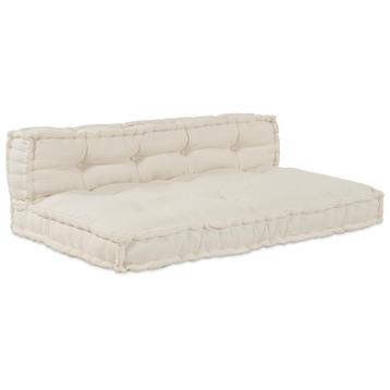 vidaXL Pallet Sofa Kussen 2 pcs Crème Stof, Verzenden