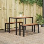 vidaXL 3-delige Tuin Eetset in Staal en WPC Bruin, Verzenden, Nieuw
