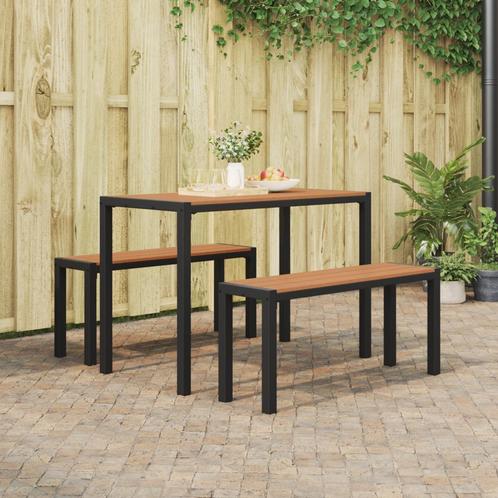 vidaXL 3-delige Tuin Eetset in Staal en WPC Bruin, Tuin en Terras, Tuinsets en Loungesets, Nieuw, Verzenden