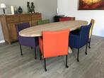 Set van 6 leren kuip eetkamerstoelen - met wieltjes -, Huis en Inrichting, Stoelen, Overige kleuren, Nieuw, Leer, Ophalen of Verzenden
