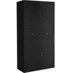 tectake Archiefkast Cosmo met 2 lades 180x80x40cm - zwart/zw, Huis en Inrichting, Verzenden, Nieuw