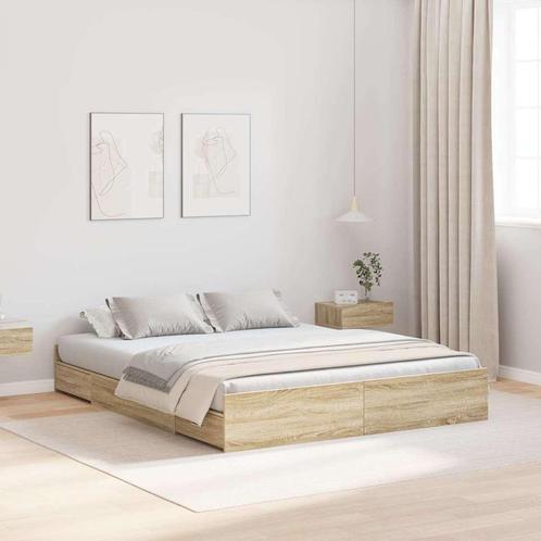 vidaXL Opbergbedframe met lade Sonoma eiken 140 x 190 cm, Huis en Inrichting, Slaapkamer | Bedden, Nieuw, Verzenden