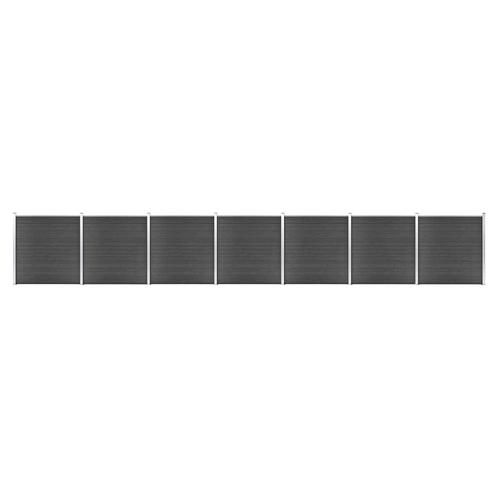 vidaXL Schuttingpanelenset 1218x186 cm HKC zwart, Tuin en Terras, Tuinhekken en Hekwerk, Nieuw, Verzenden