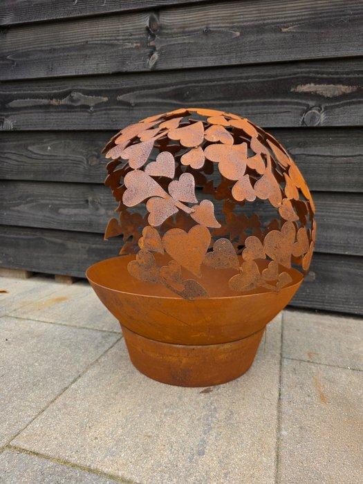 Kachel - Staal - Hearts Fire Pit, Antiek en Kunst, Curiosa en Brocante