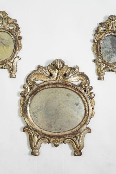 Spiegel (3) - Hout - Trittico van kleine spiegels, Antiek en Kunst, Antiek | Overige Antiek