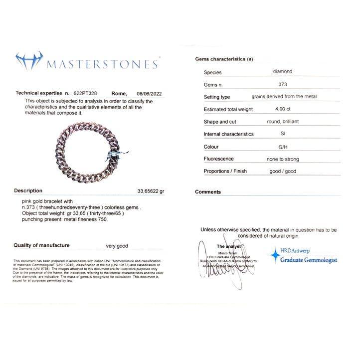 Armband - 18 karaat Roségoud - 4.00ct. tw. Diamant, Handtassen en Accessoires, Armbanden