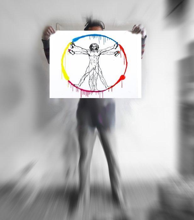 Utopia - Vandal Vitruvian Man - Utopia vs Leonardo da Vinci, Antiquités & Art, Art | Objets design
